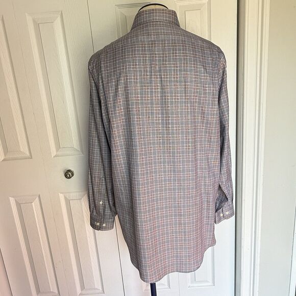 Men's Tailored Fit Plaid Shirt Size 17 XL Grey Multicolor Kirkland Signature - Picture 3 of 16